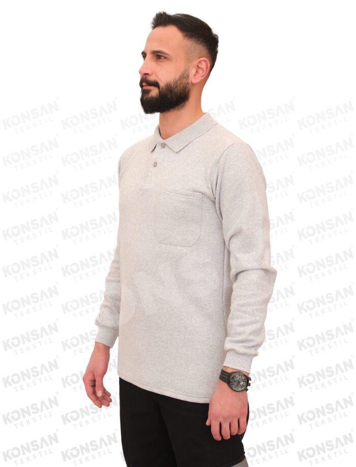 Polo Yaka Sweatshirt Gri