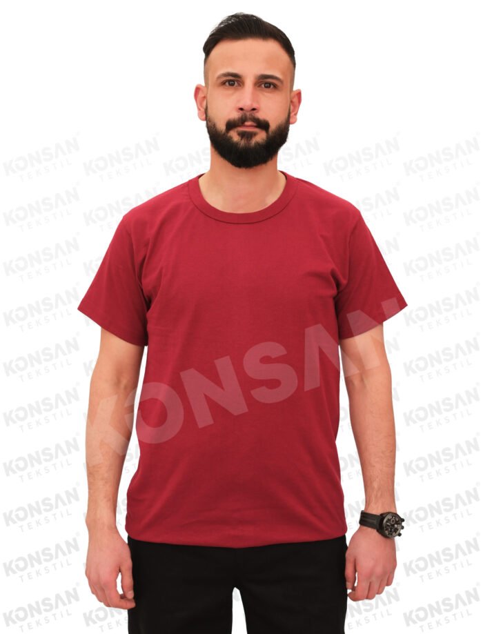 Sıfır Yaka Tişört Bordo