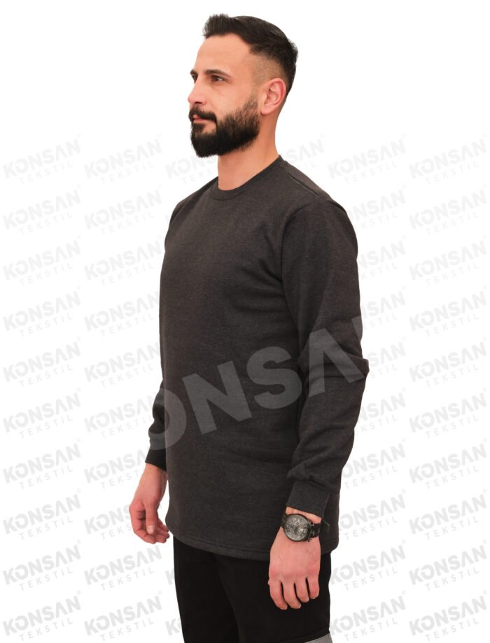 Sıfır Yaka Sweatshirt Füme