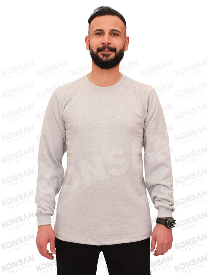 Sıfır Yaka Sweatshirt Gri