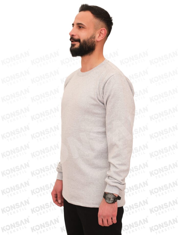 Sıfır Yaka Sweatshirt Gri