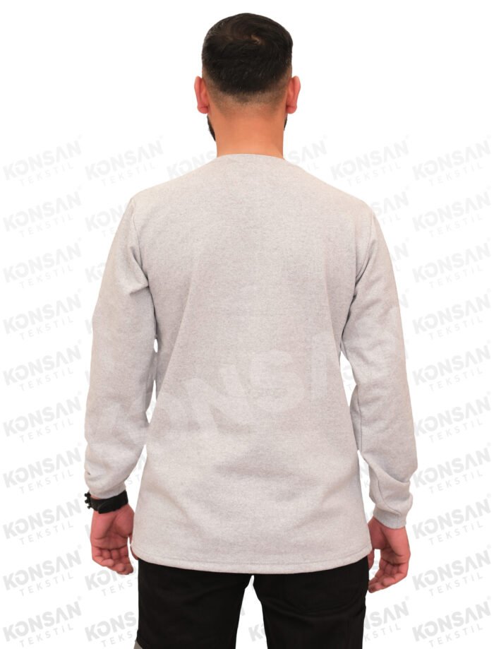 Sıfır Yaka Sweatshirt Gri