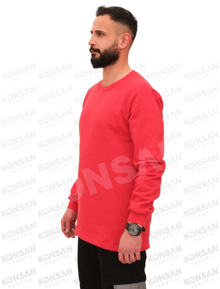 Sıfır Yaka Sweatshirt Kırmızı