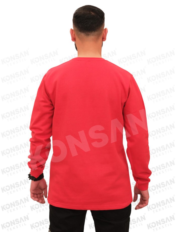 Sıfır Yaka Sweatshirt Kırmızı