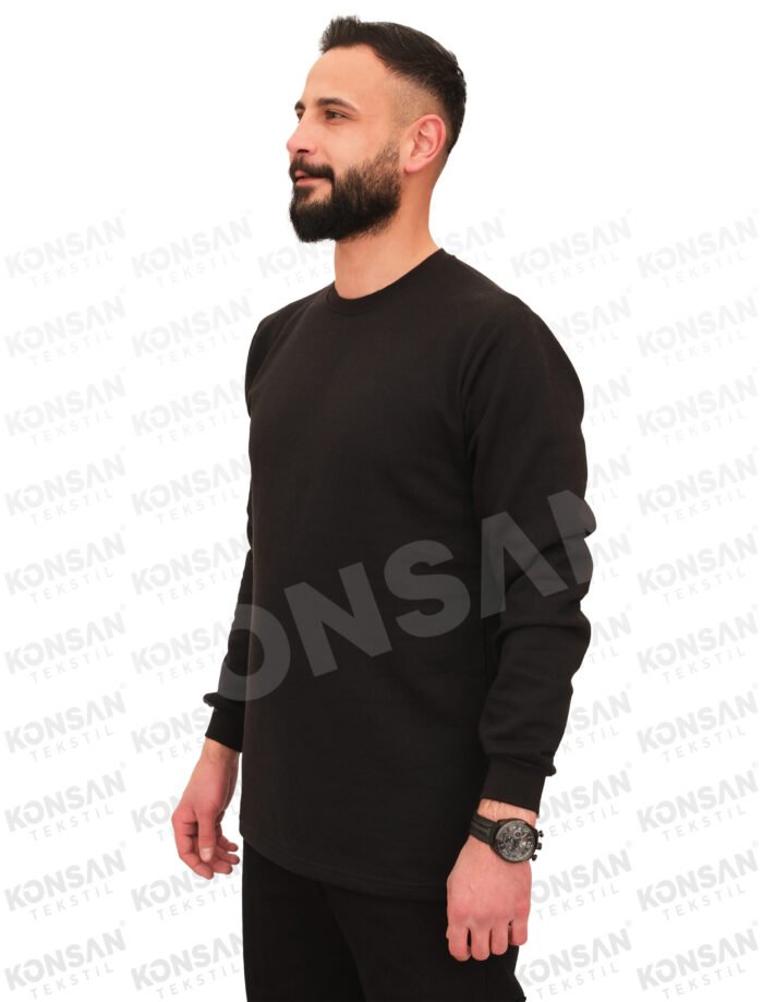 Sıfır Yaka Sweatshirt Siyah